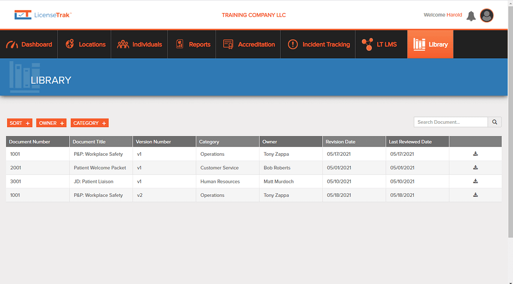 LicenseTrak Document Library