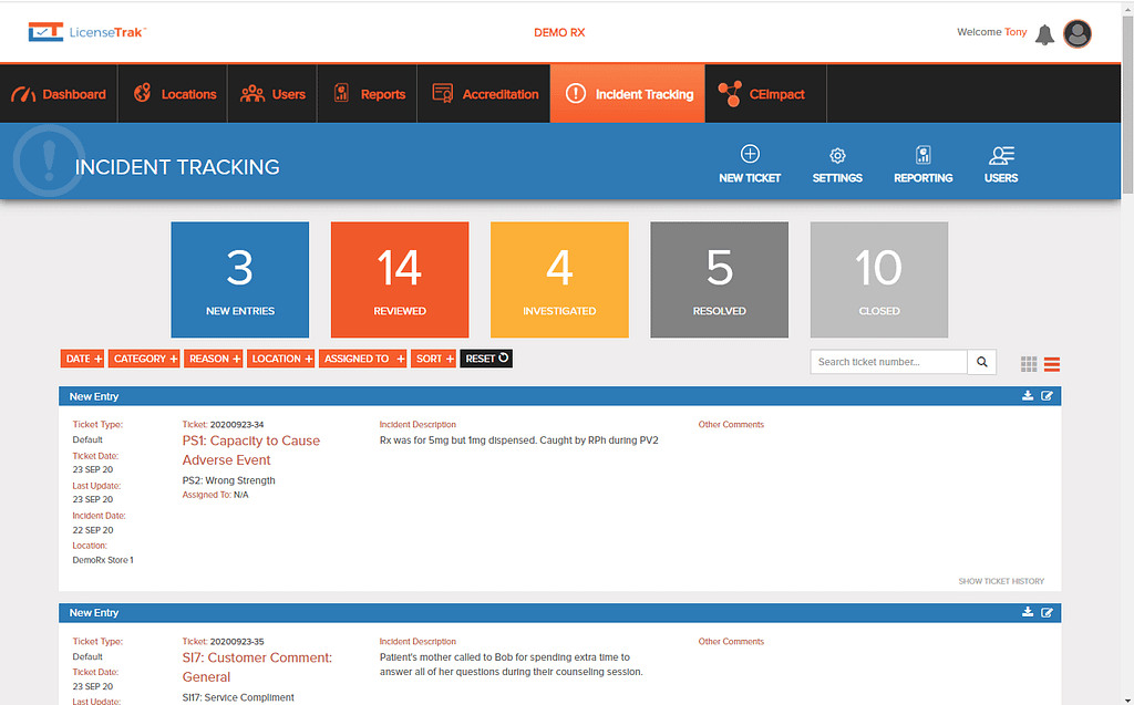 LicenseTrak Incident Tracking Module